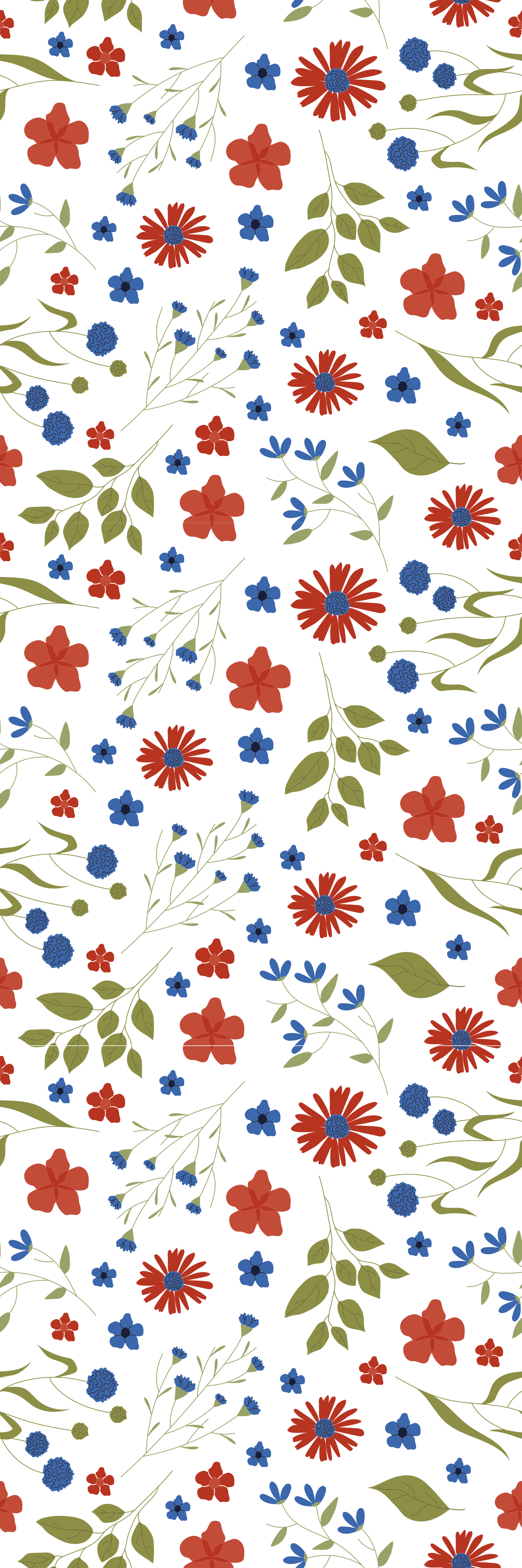 Albastru și roșu modele de grădină decalcomanie ușă - TenStickers