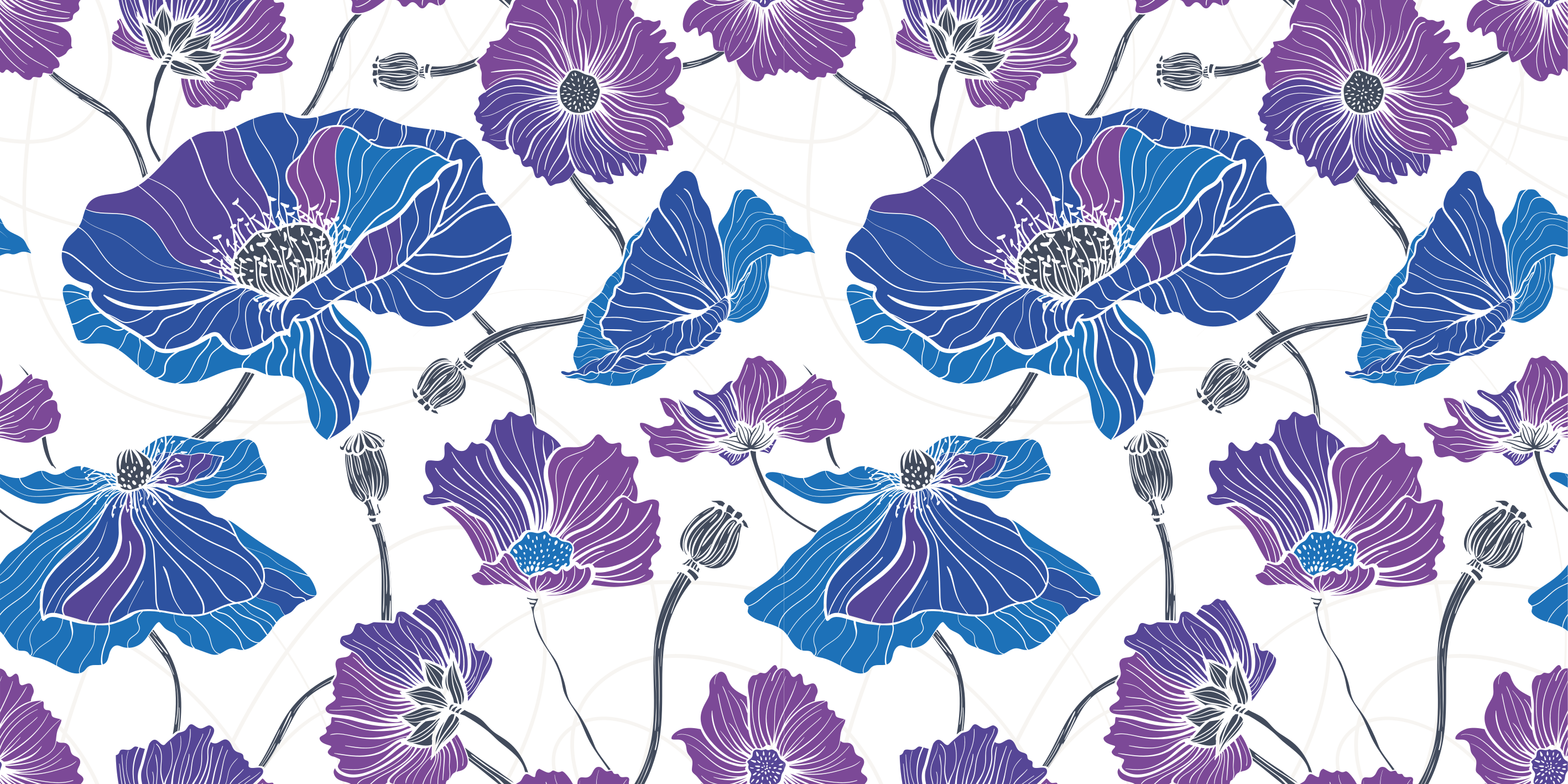 Naklejka na meble Niebieskie i fioletowe kwiaty ogrodowe - TenStickers