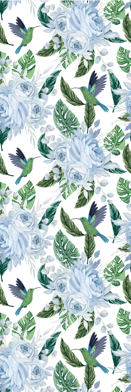 Hummingbirds and Roses door sticker - TenStickers