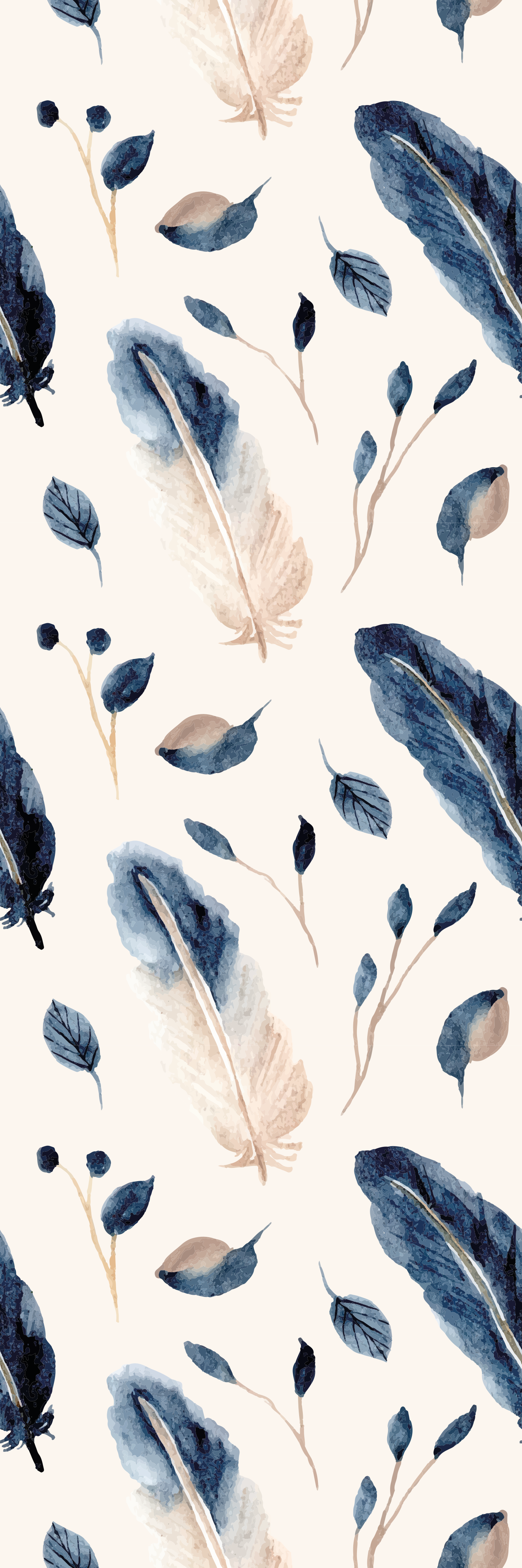 Flying leaves and feathers door decal - TenStickers