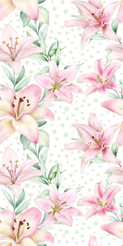 Lily floral pattern fridge sticker - TenStickers