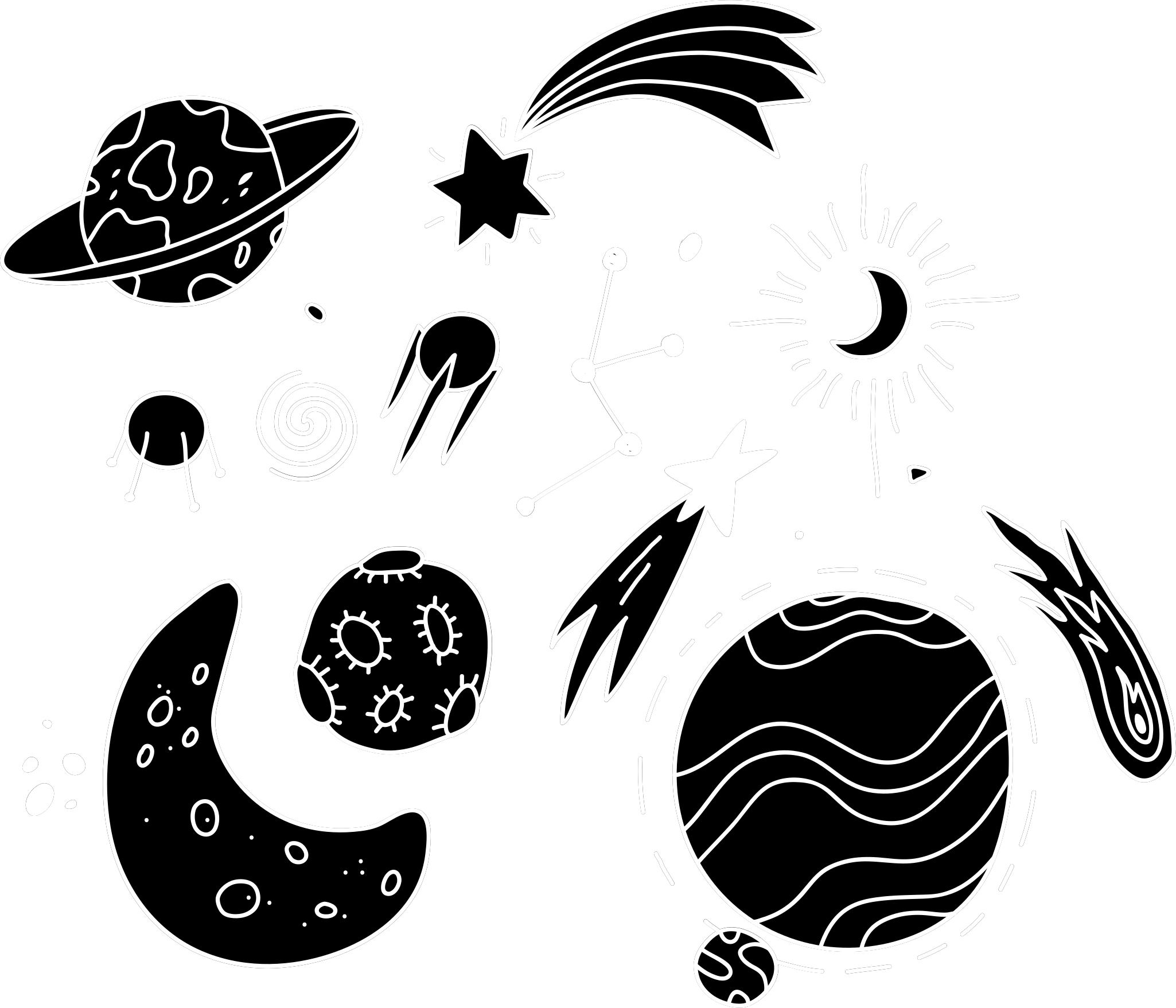 Black cosmic illustrations space sticker - TenStickers