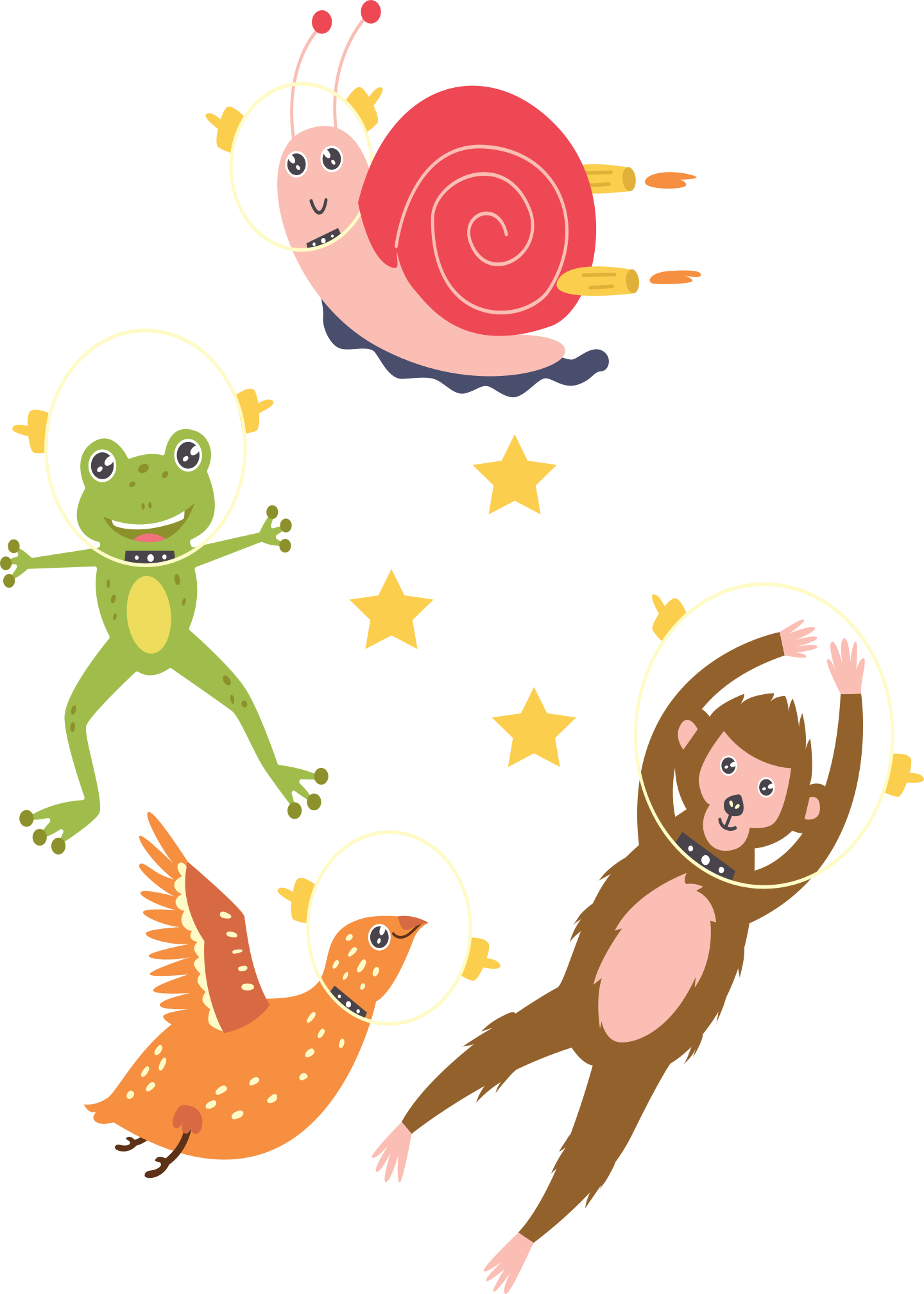 Wandtattoo Kinderzimmer lustige weltraumtiere