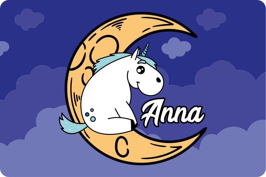 Adesivo per laptop luna unicorno con nome - TenStickers