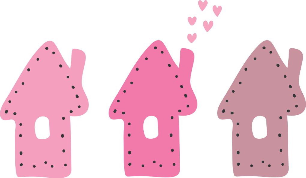 αυτοκόλλητο εικονογράφηση ροζ μινιμαλιστικά σπίτια - TenStickers