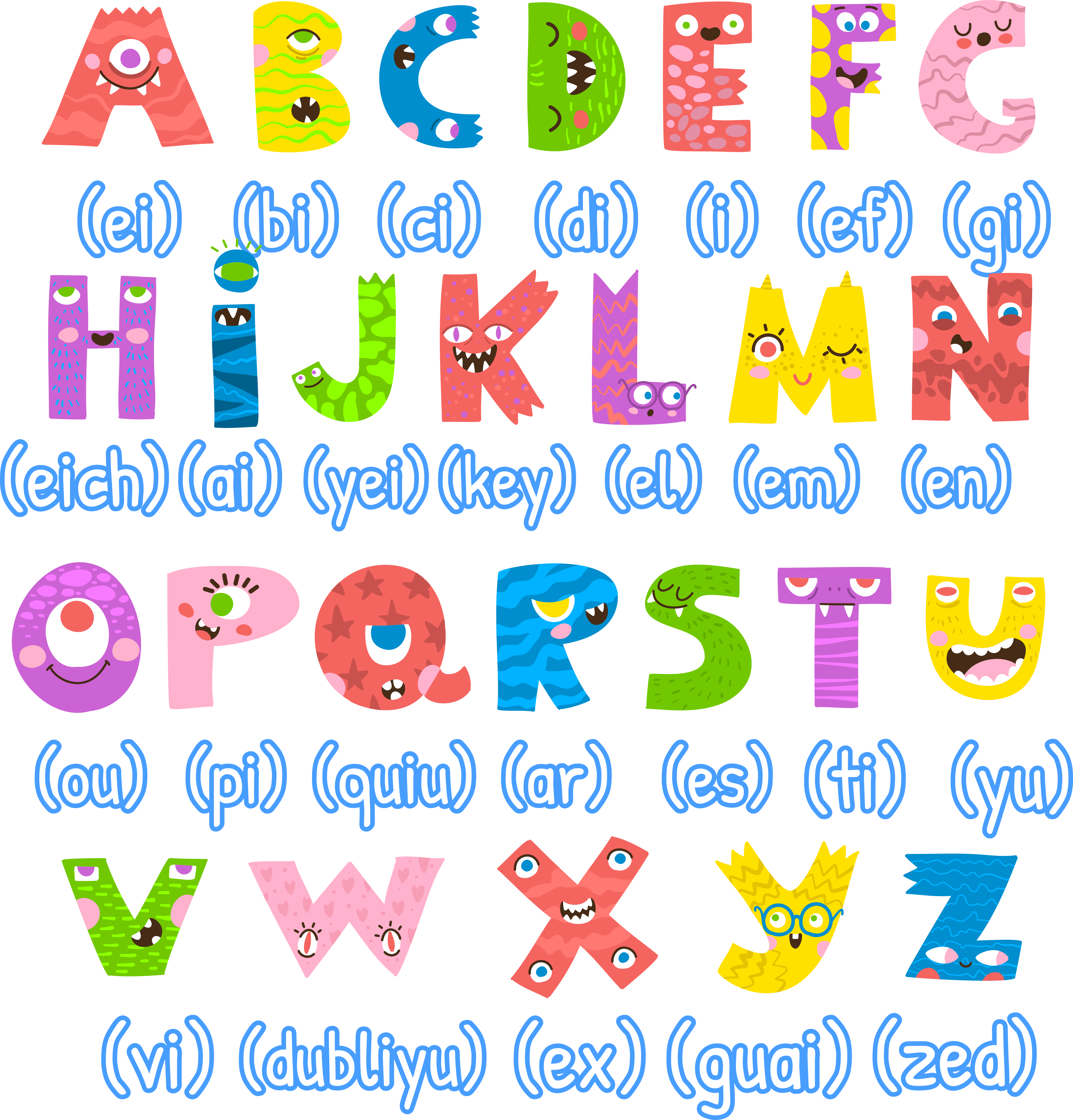 Autocollant Alphabet Enfant Monstre