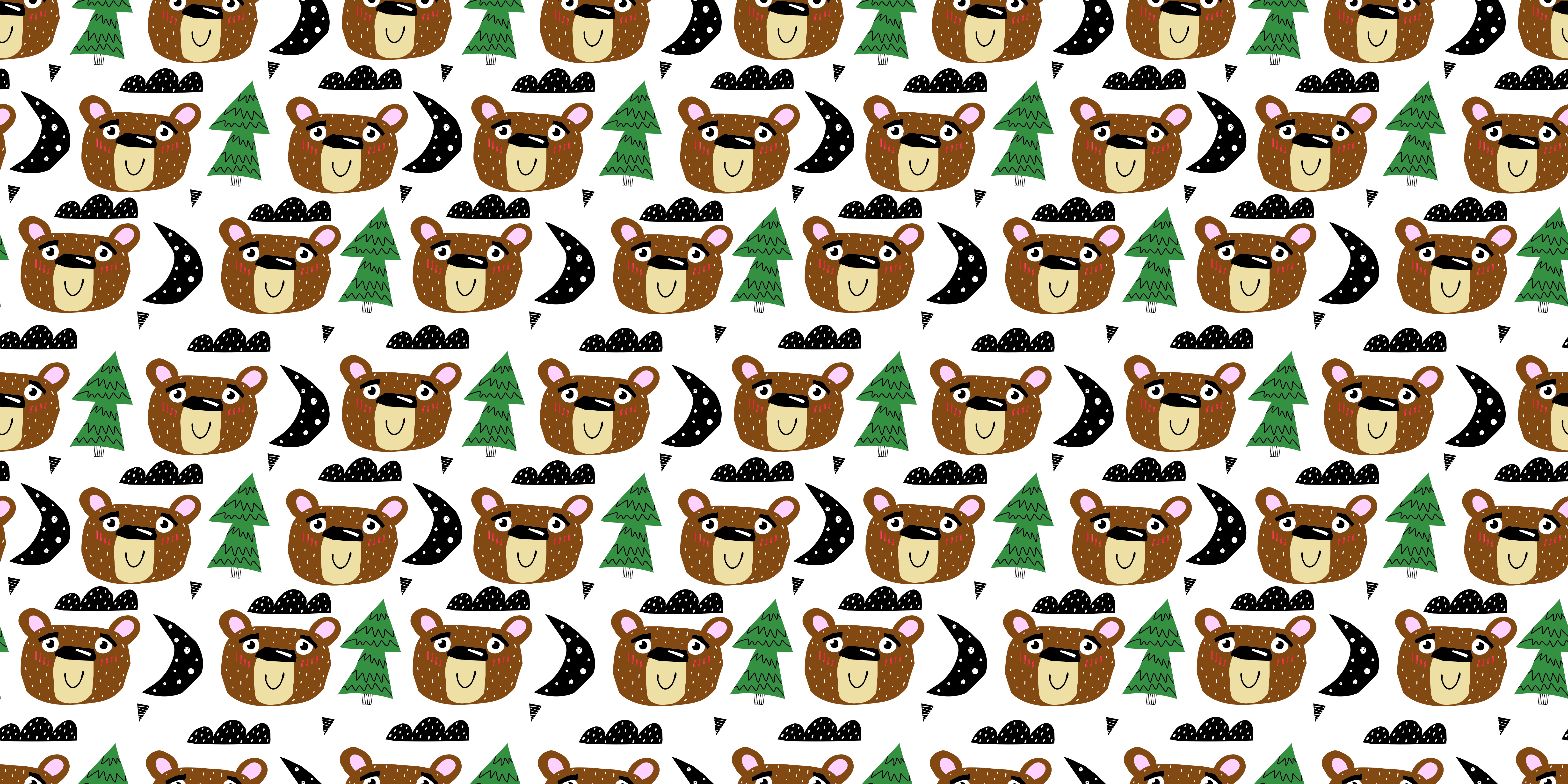 Solid color bears and trees furniture decal - TenStickers