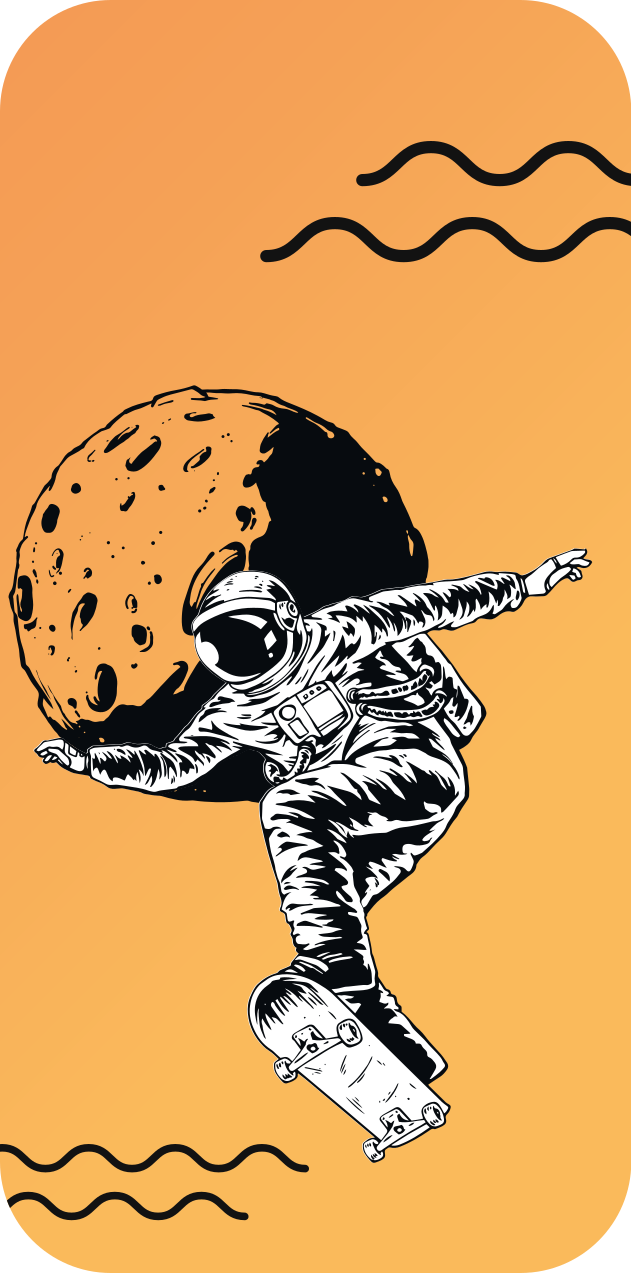 Asztronauta gördeszkás iphone matricával - TenStickers