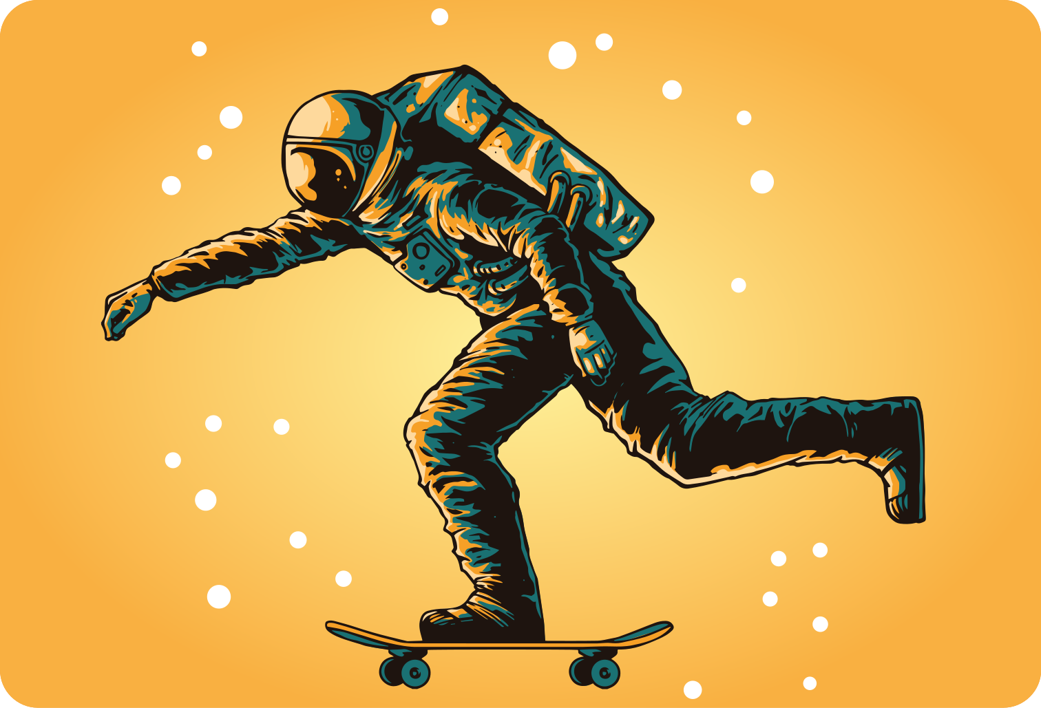 Sticker ordinateur portable cosmonaute faisant du skateboard - TenStickers