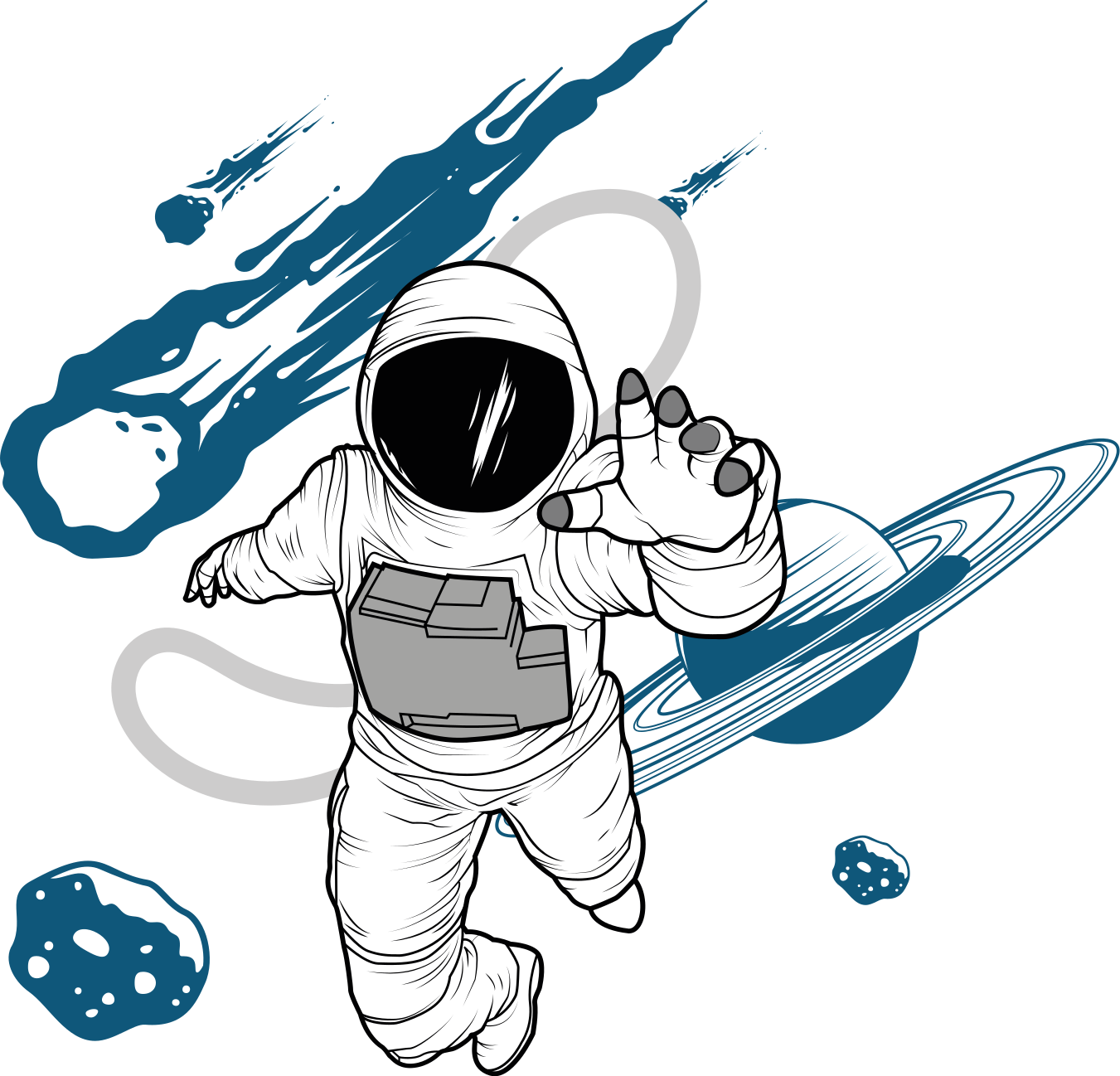 Vinilo dormitorio Personaje astronauta dibujado a mano - TenVinilo