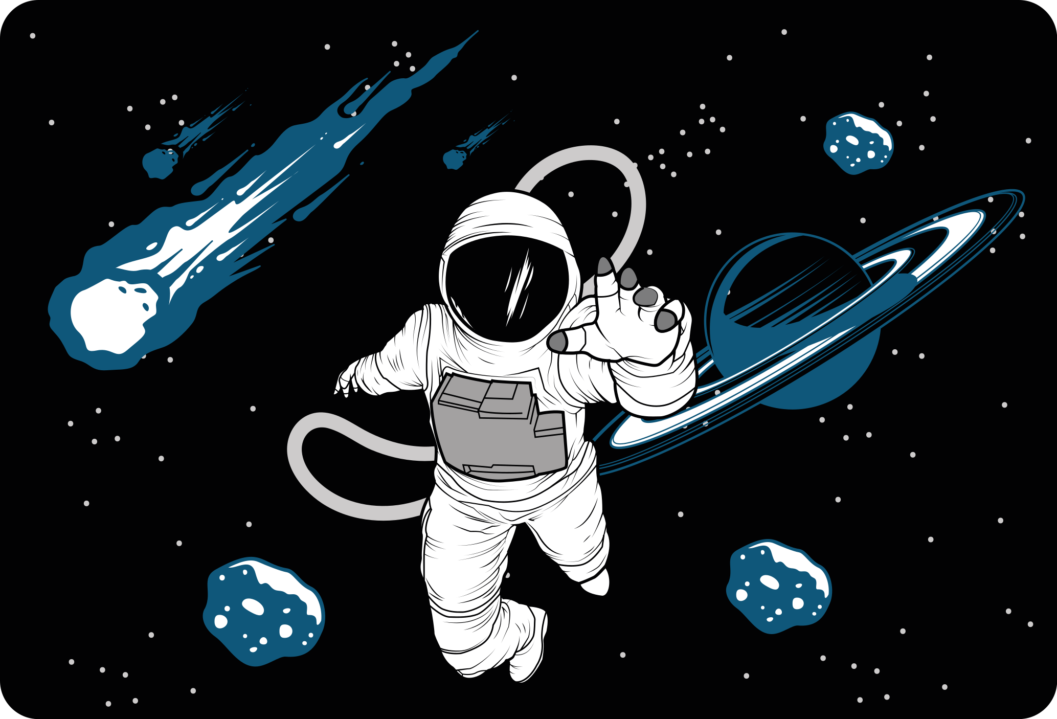 Elle çizilmiş astronot karakter dizüstü bilgisayar derileri - TenStickers