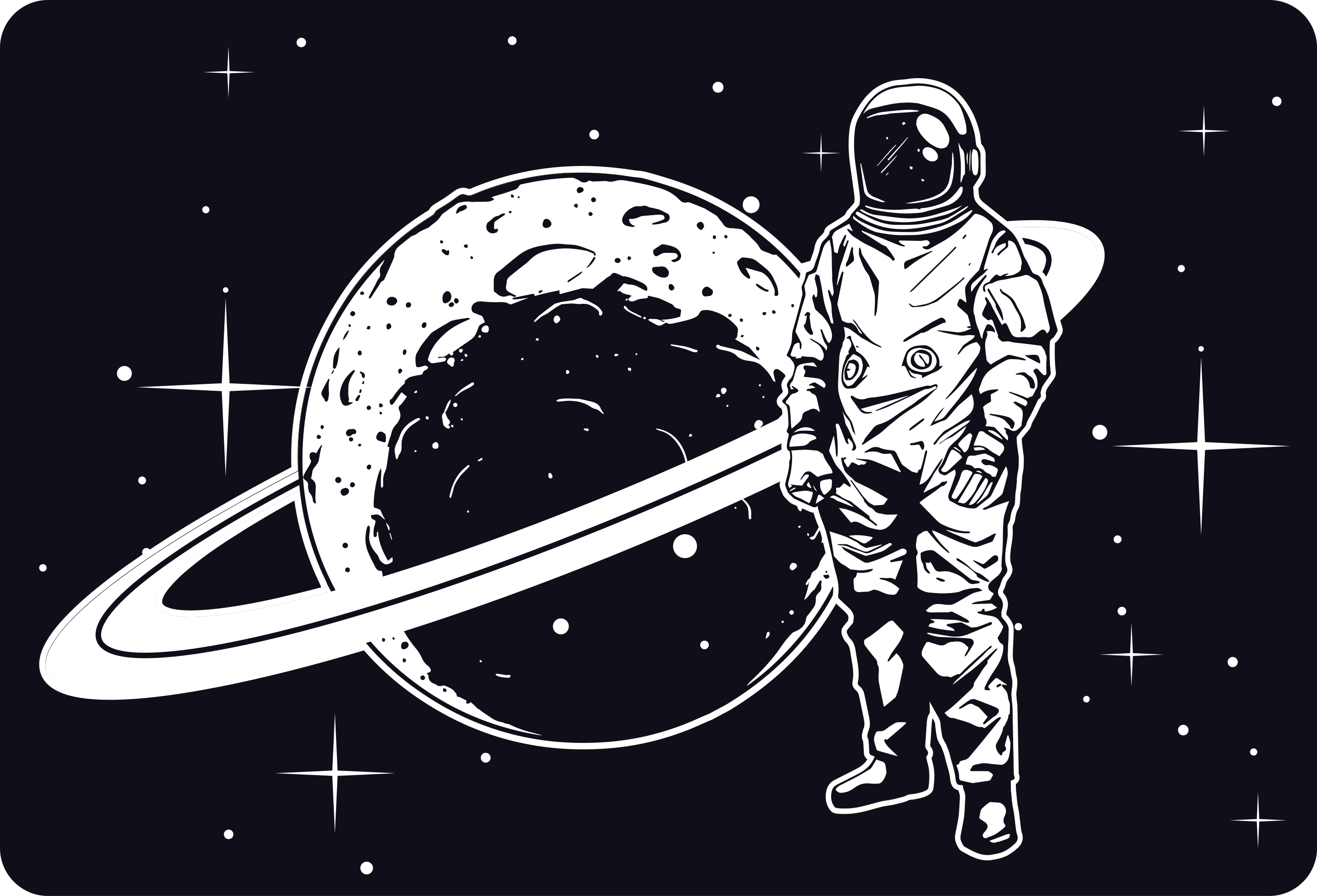 노트북용 스킨 우주비행사와 행성 - TenStickers