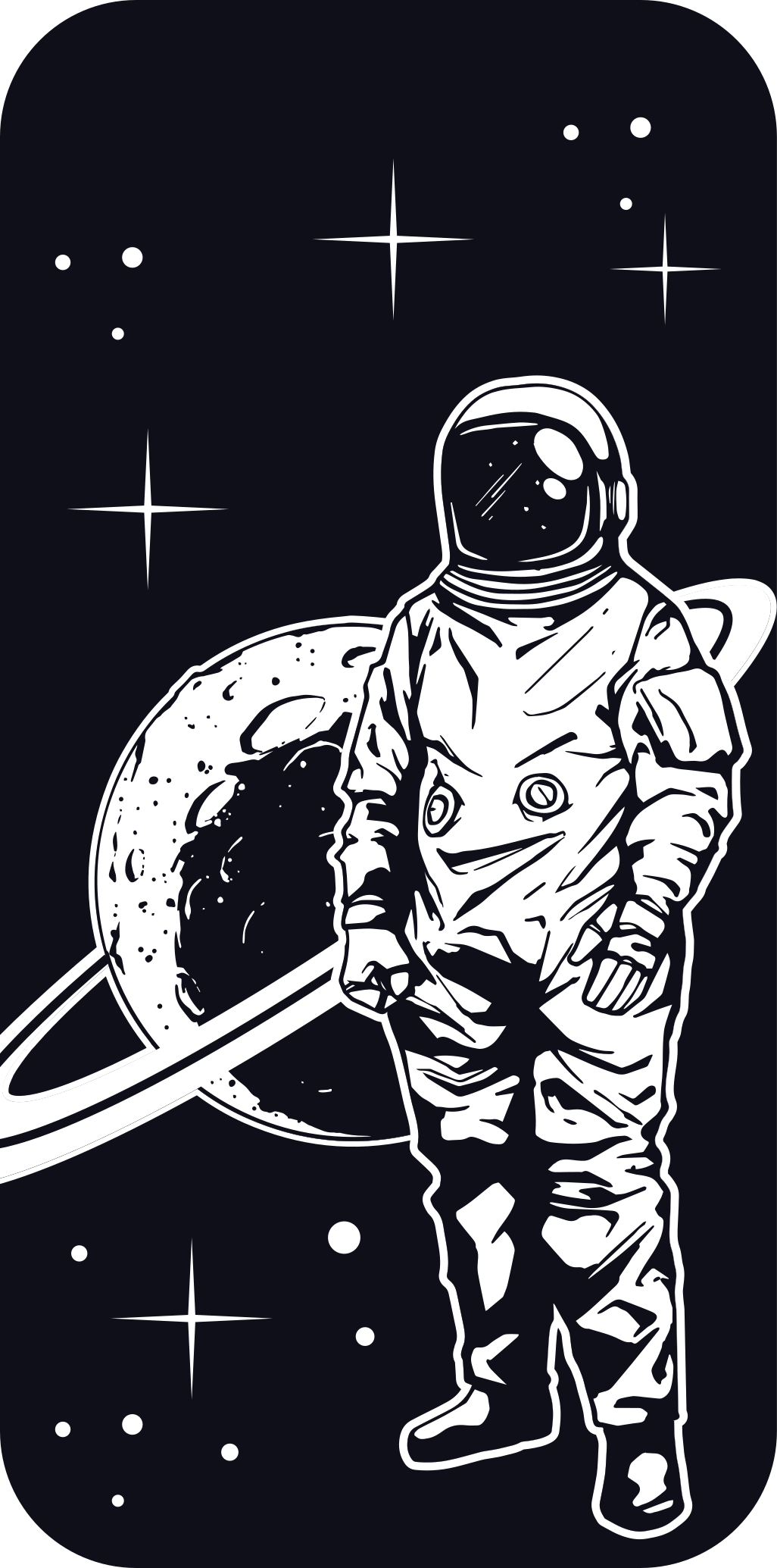 Desenho de astronauta com autocolante de iphone do planeta - TenStickers