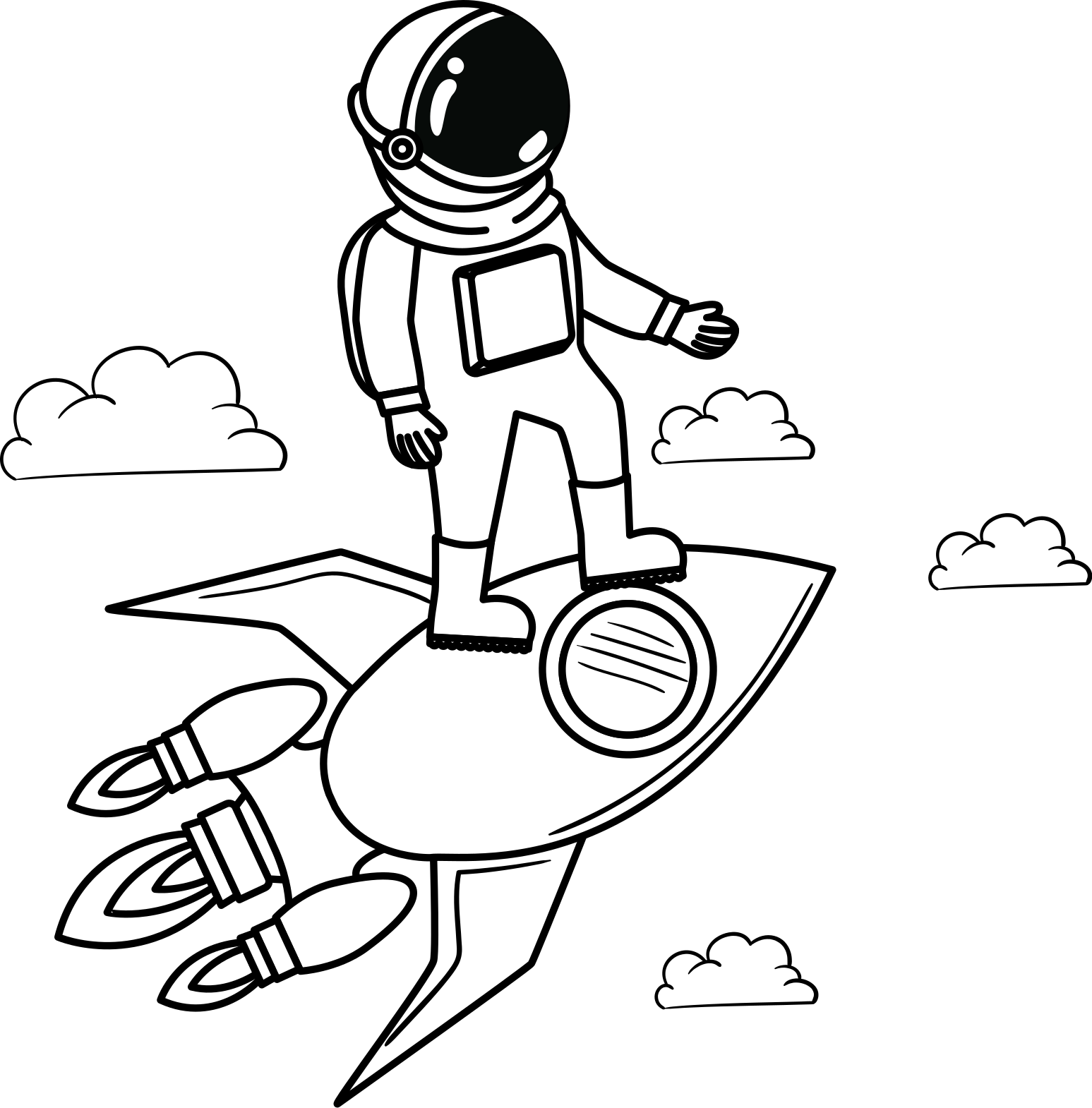 Astronaut en raket muursticker ruimte - TenStickers