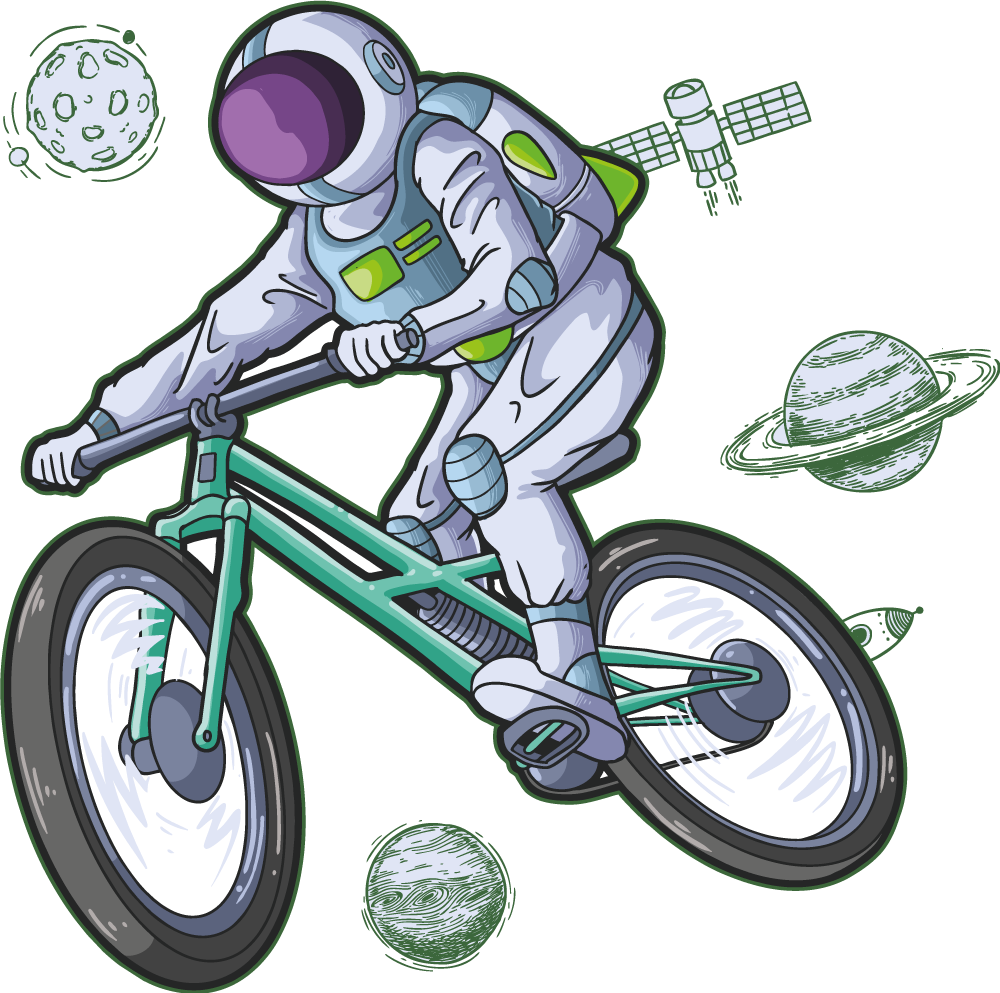 Vinilo espacio aventura en bicicleta del astronauta - TenVinilo