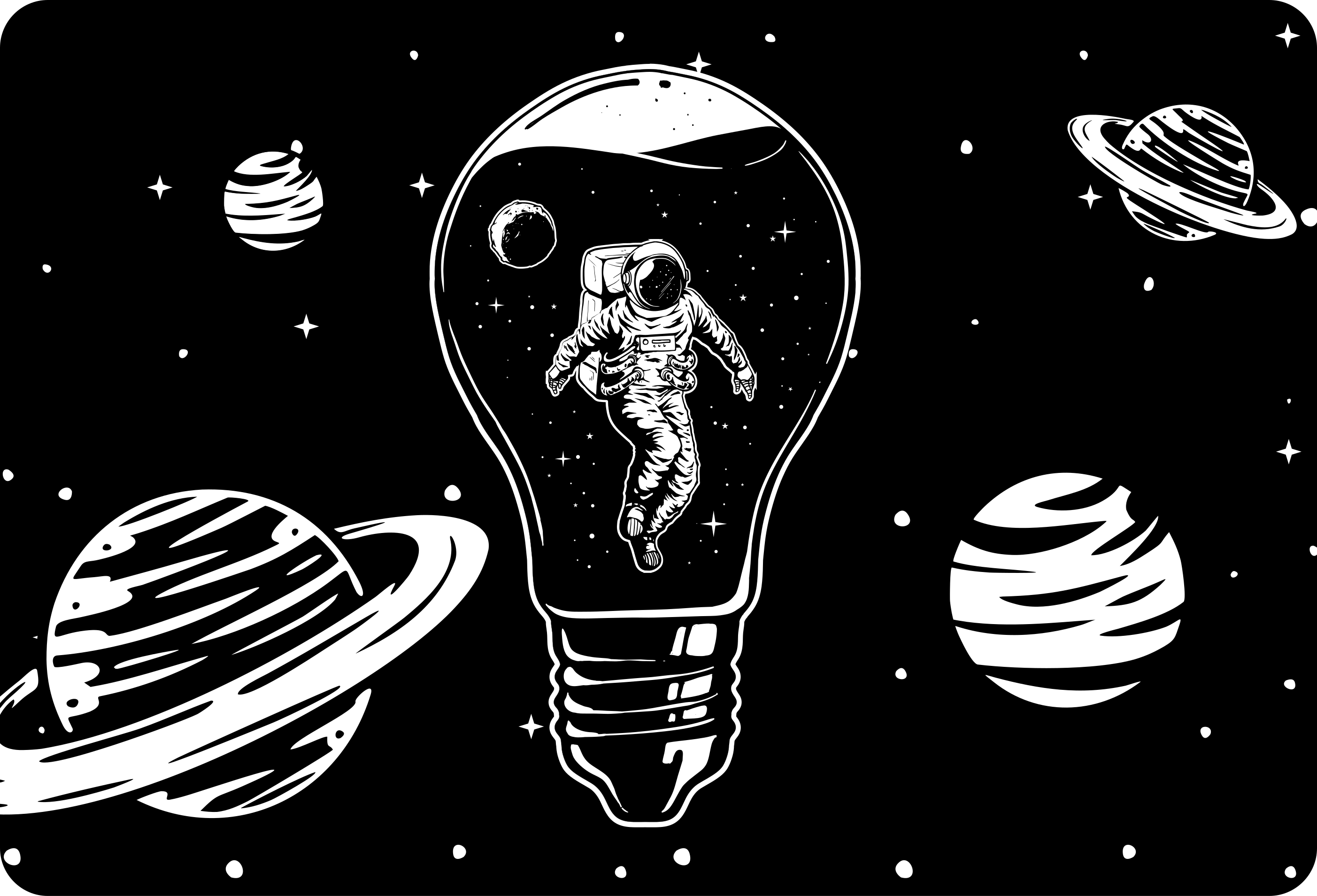 Pegatina para portátil bombilla astronauta - TenVinilo