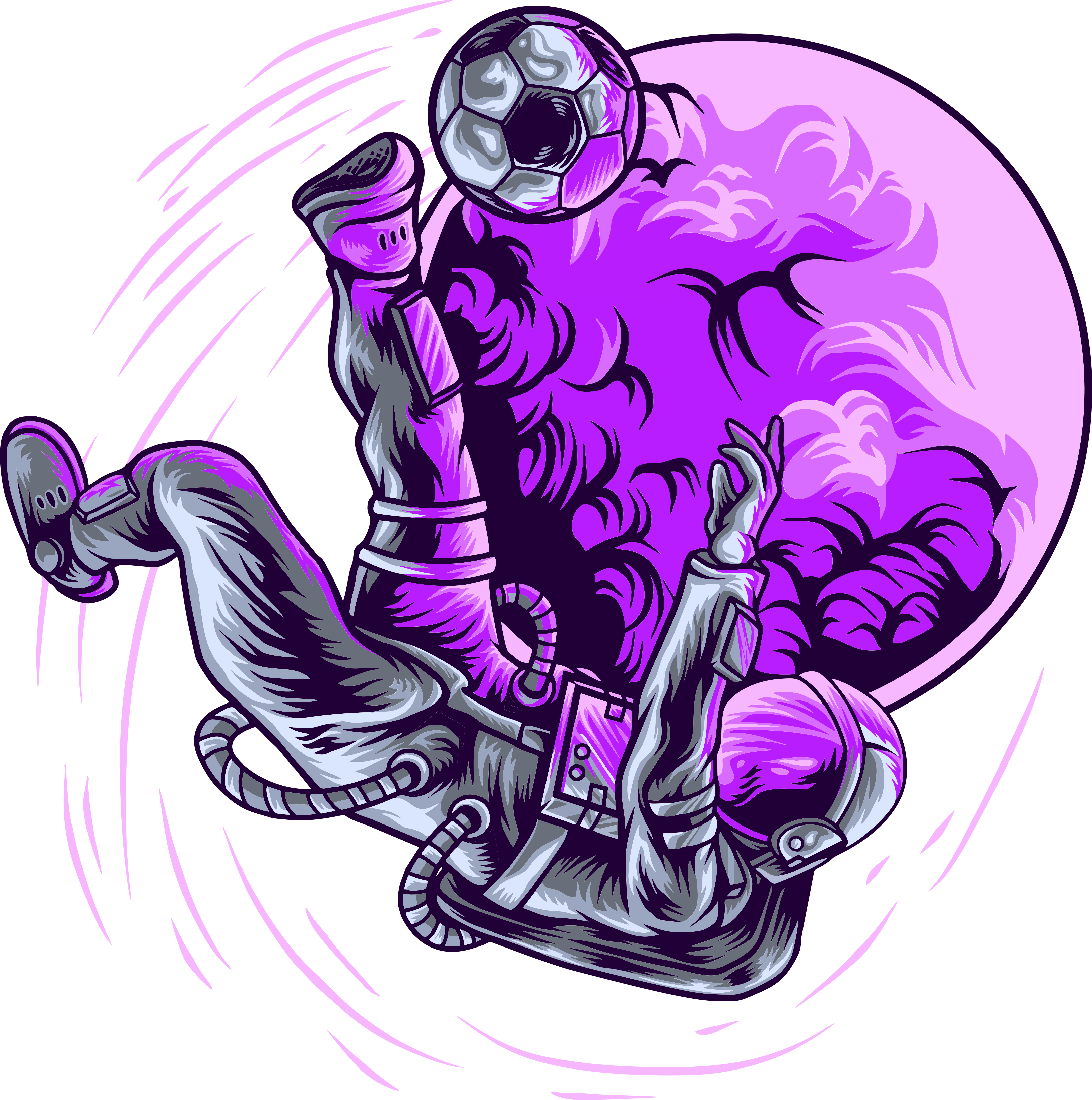 Astronaut playing football wall sticker - TenStickers