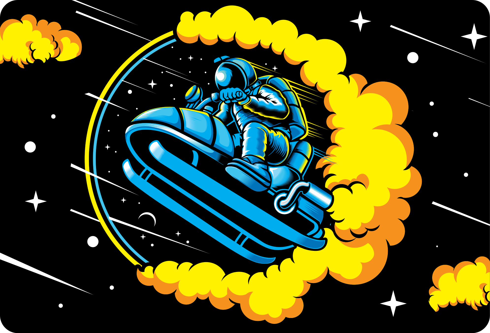 Astronaut som hoppar med skoter för bärbara datorer - Tenstickers