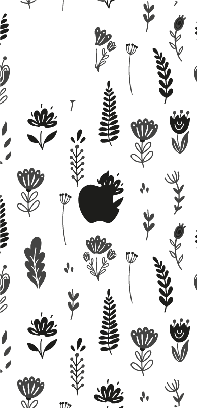 Sort og hvide blomster iphone klistermærke - TenStickers