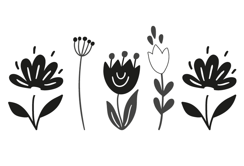 ασπρόμαυρα λουλούδια δέρματα φορητού υπολογιστή - TenStickers