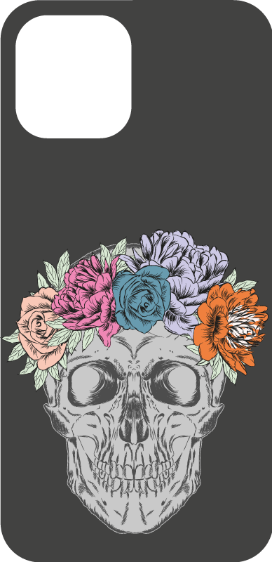 Calcomanía iPhone diseño de calavera floral - TenVinilo