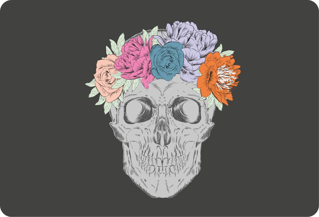 κρανίο με πολύχρωμα λουλούδια δέρματα φορητού υπολογιστή - TenStickers