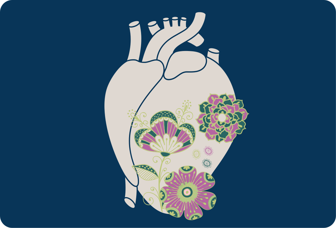 노트북 스티커 꽃무늬 하트 디자인 - TenStickers