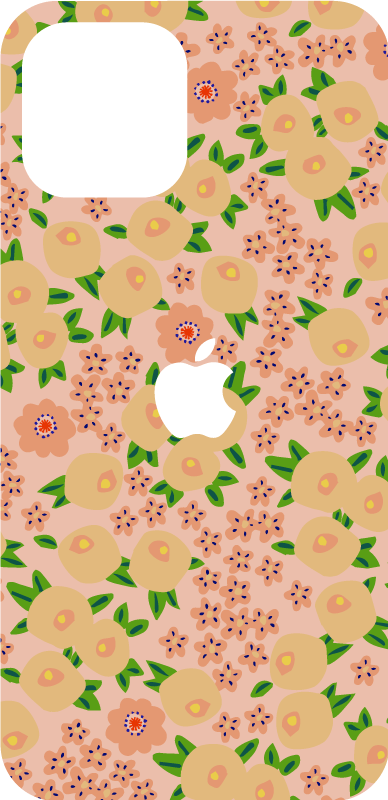 Originalt blomstermønster i ferskenfarger iphone skin - Tenstickers