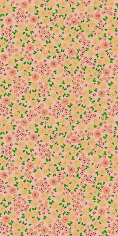 Floral pattern in peach tones  fridge sticker - TenStickers