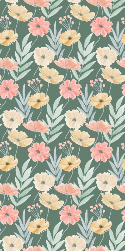 Original watercolor floral pattern fridge decal - TenStickers