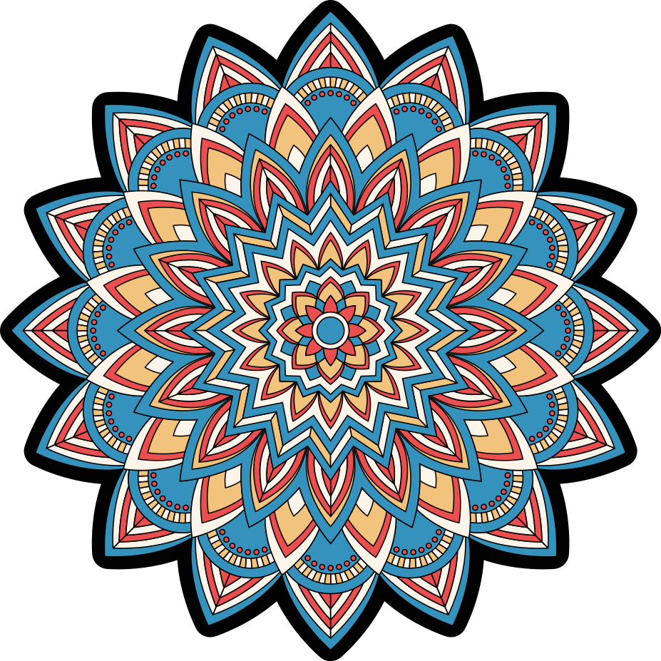 Kék és piros virágú mandala falmatrica - TenStickers