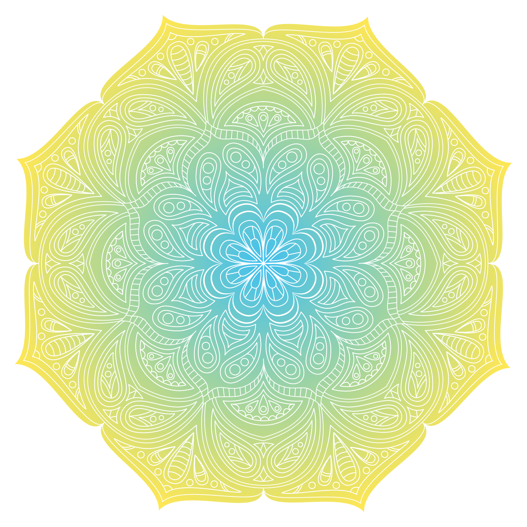 Abstrakte Deko-Aufkleber Blaues und gelbes mandalamuster - TenStickers