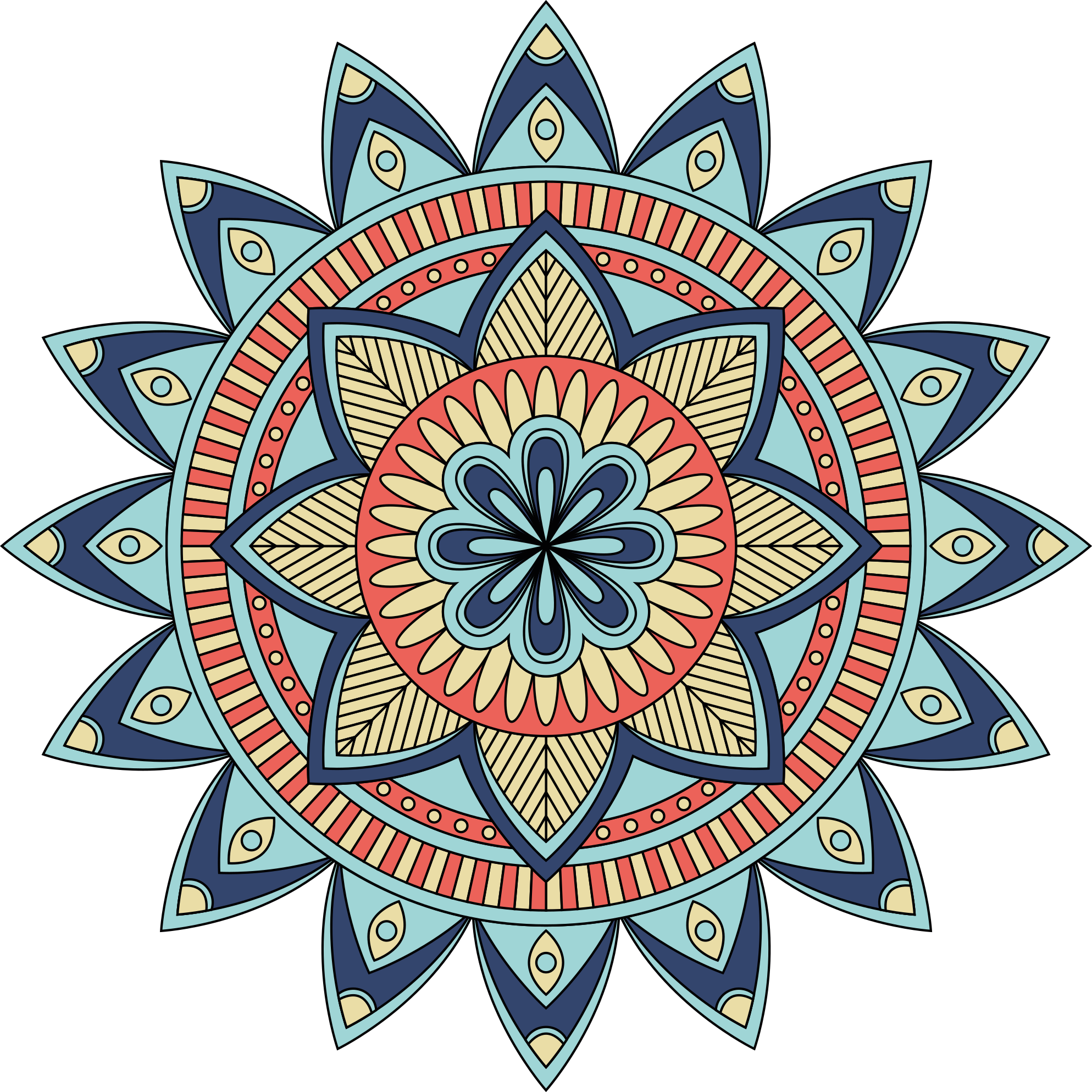 Geometric wall sticker in bright mandala design - TenStickers