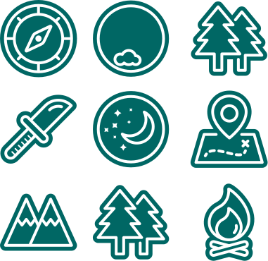 Kamp ve doğa ile ilgili set karavan çıkartmaları - TenStickers