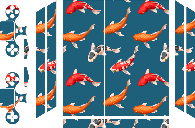 Koi fish pattern blue background PS4 sticker - TenStickers