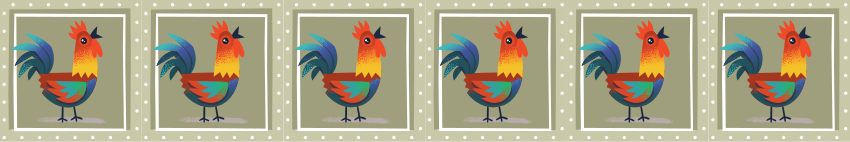 Cenefa adhesiva gallos coloridos - TenVinilo