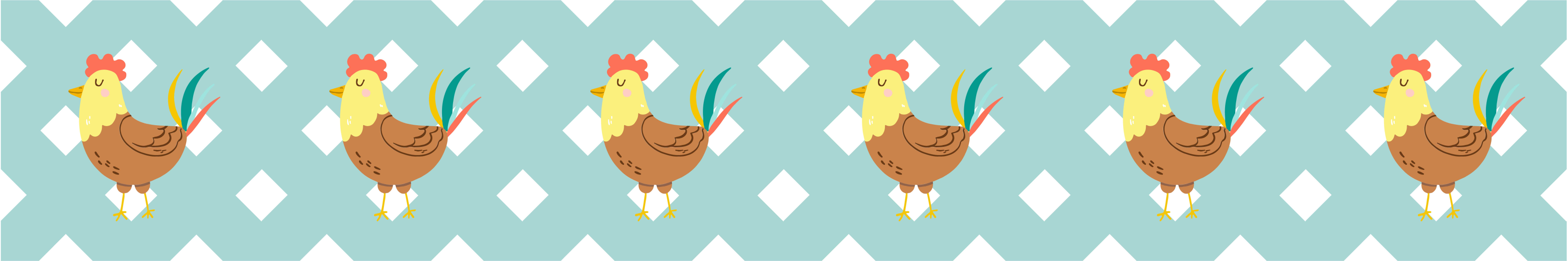 Colorful illustration of a rooster border decal - TenStickers