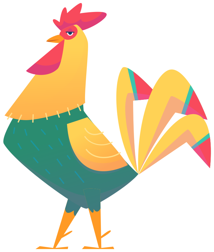 動物 シール 鮮やかな雄鶏の彫刻 - TENSTICKERS