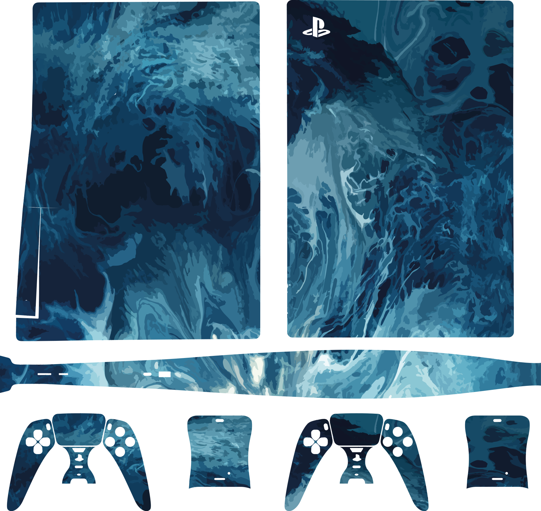PS5 마스크 바다 파도 패턴 - TenStickers