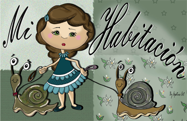 Vinilo para puerta mi habitación caracoles - TenVinilo