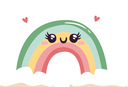 Stickers maken regenboog met wolken met naam - TenStickers