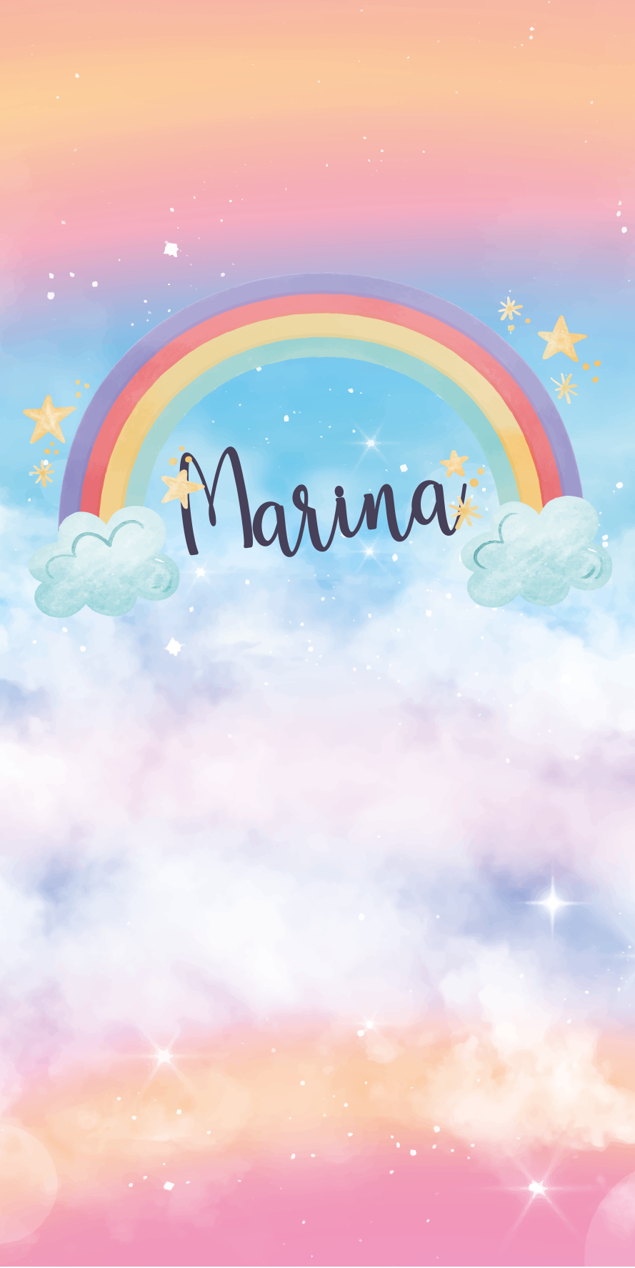 Naklejka na drzwi tęcza i chmury - TenStickers