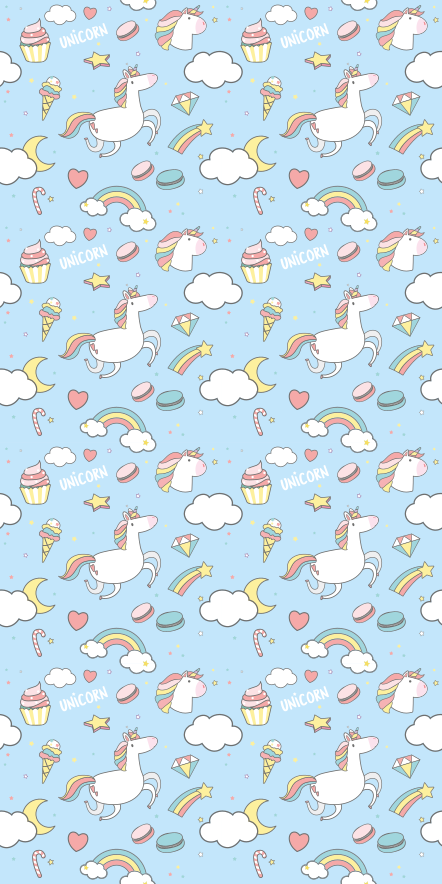 Sticker Porte licornes colorées et arcs-en-ciel - TenStickers