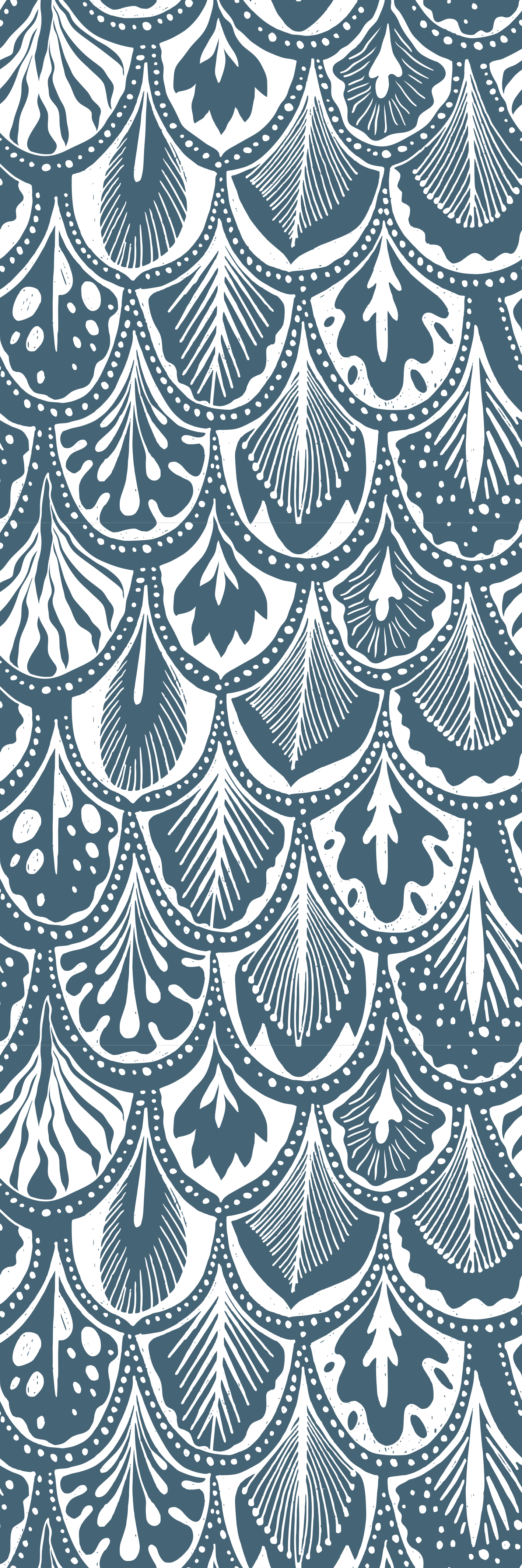 Fehér madarak a sötétkék mintás ajtón - matrica - TenStickers