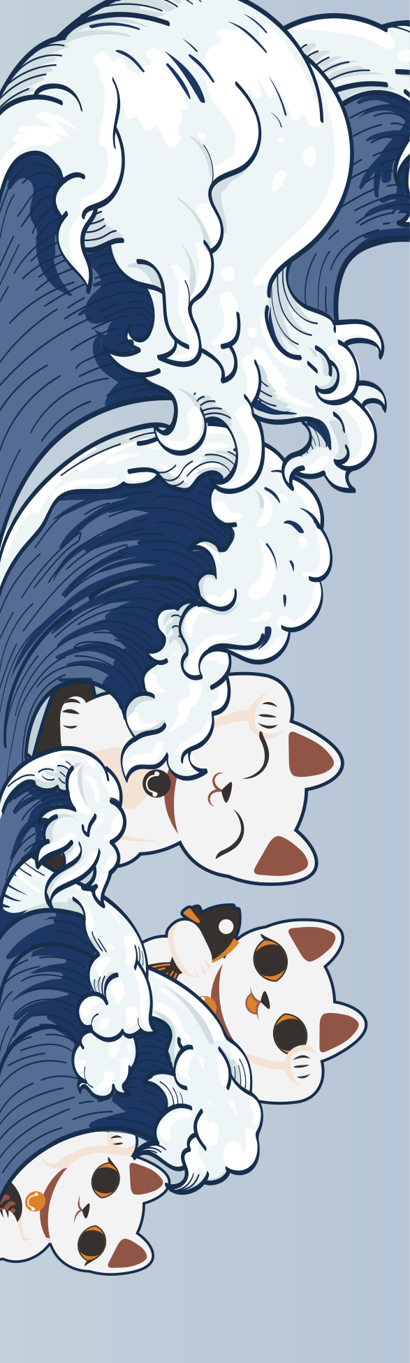 Huge japaneese wave with cat urban sticker - TenStickers