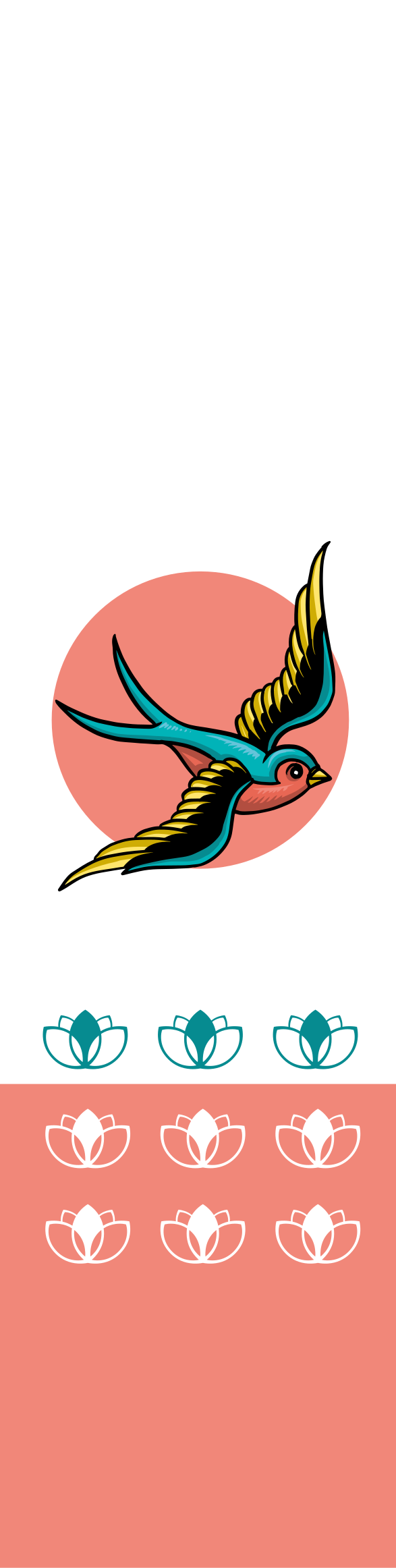 Městská nálepka vlaštovky a lotosových květů - TenStickers