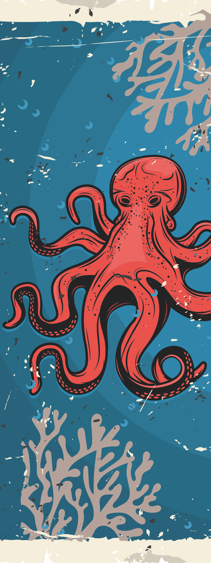 Oranssi mustekala kuvio urbaanitarra - Tenstickers