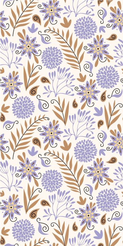 Autocolante para frigorífico Padrão de flores vintage pintado à m - TenStickers