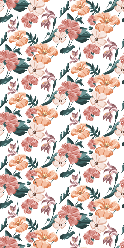 Beautiful pastel flowers pattern fridge decal - TenStickers