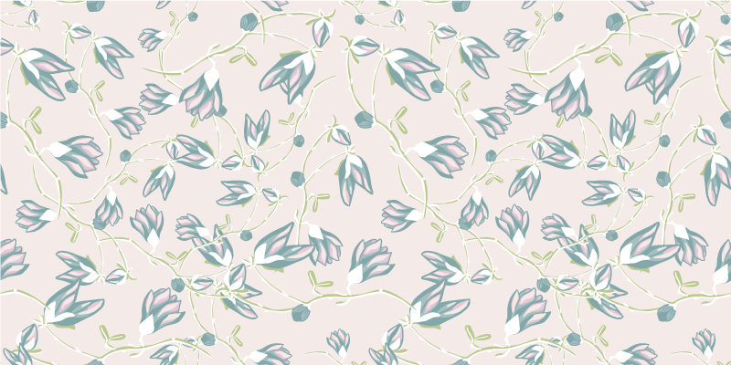 Sticker Meuble feuilles et fleurs dessin main - TenStickers